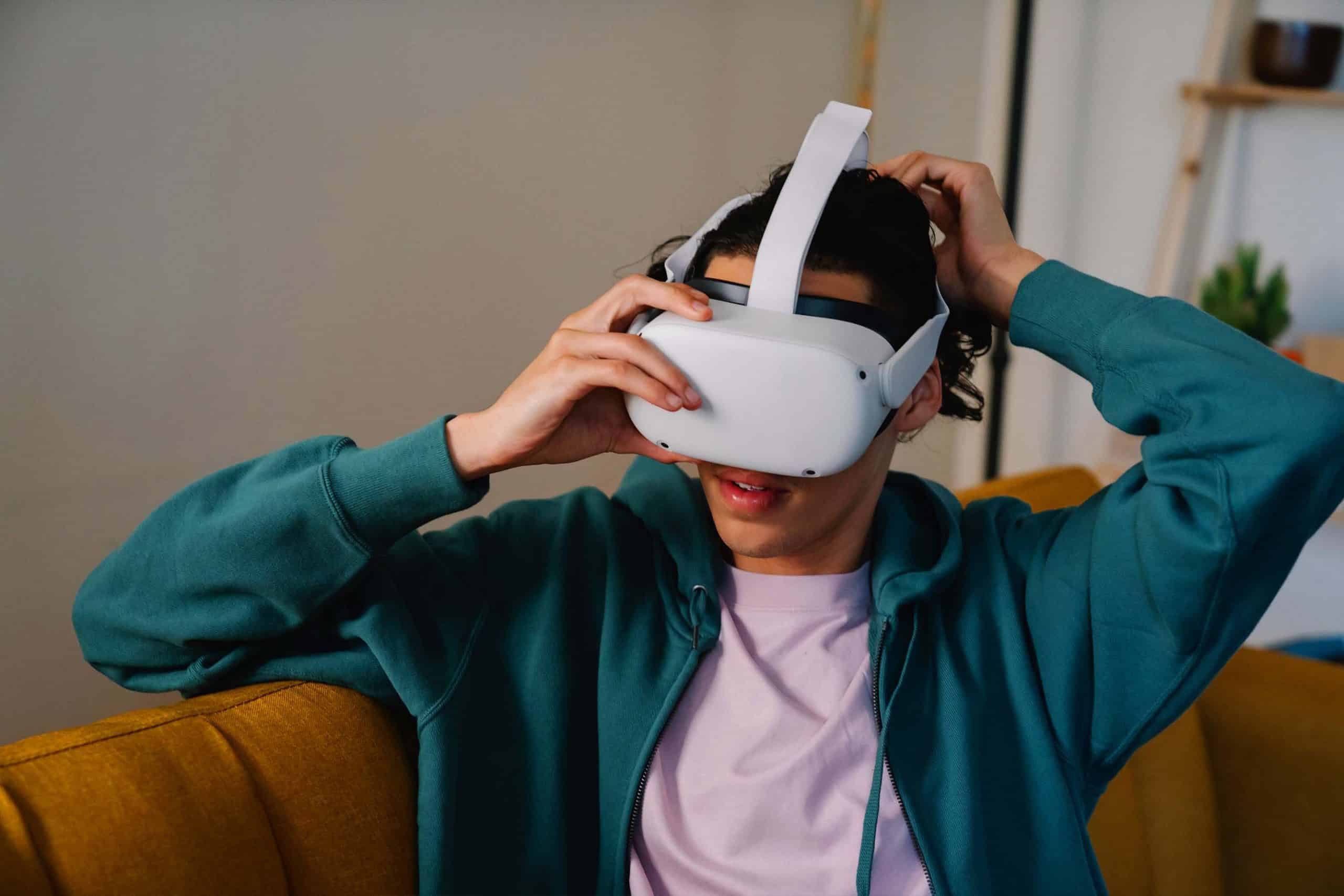 man using virtual reality glasses