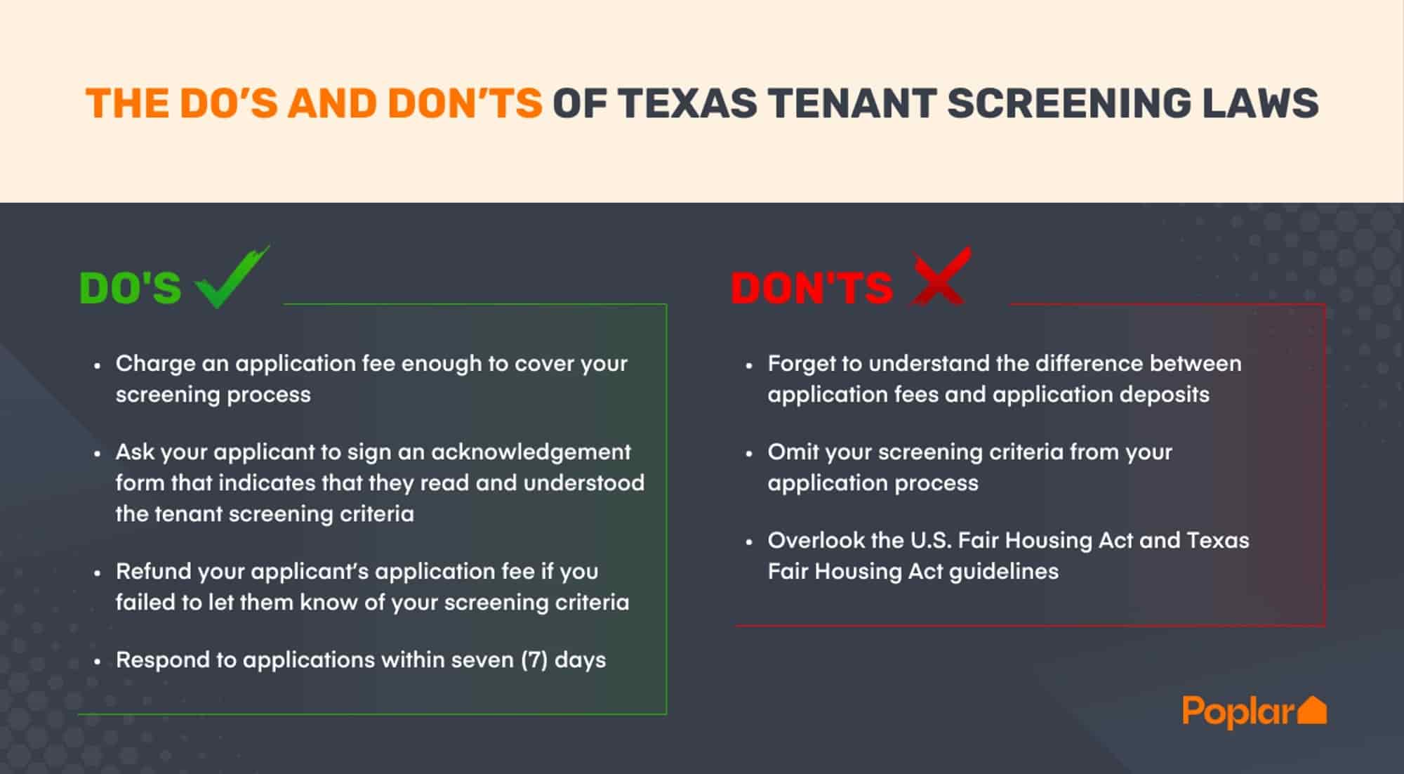 The do's and don'ts of Texas tenant screening laws chart comparison